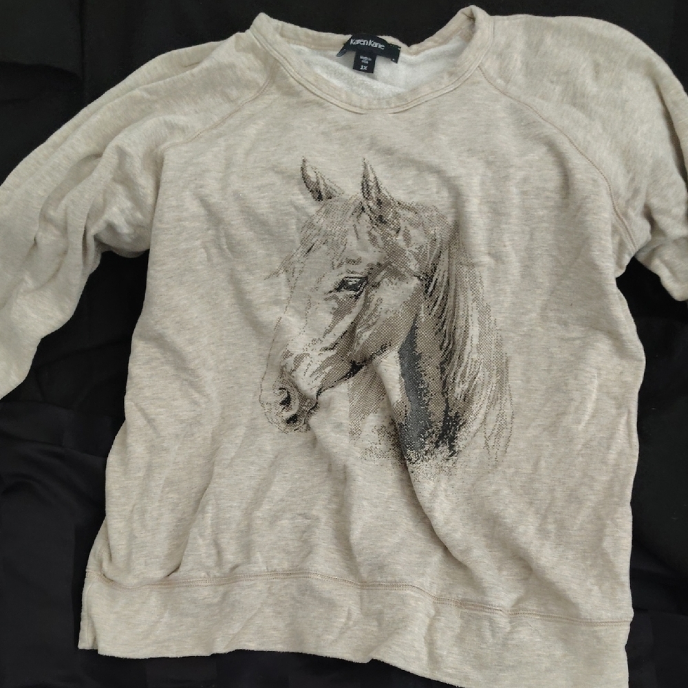 Karen Kane Cream Horse Graphic Sweatshirt